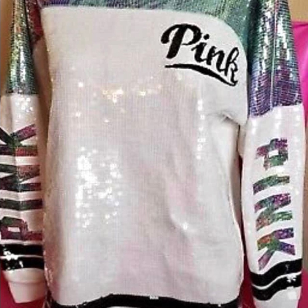 Victoria’s secret pink sequin bling shirt medium